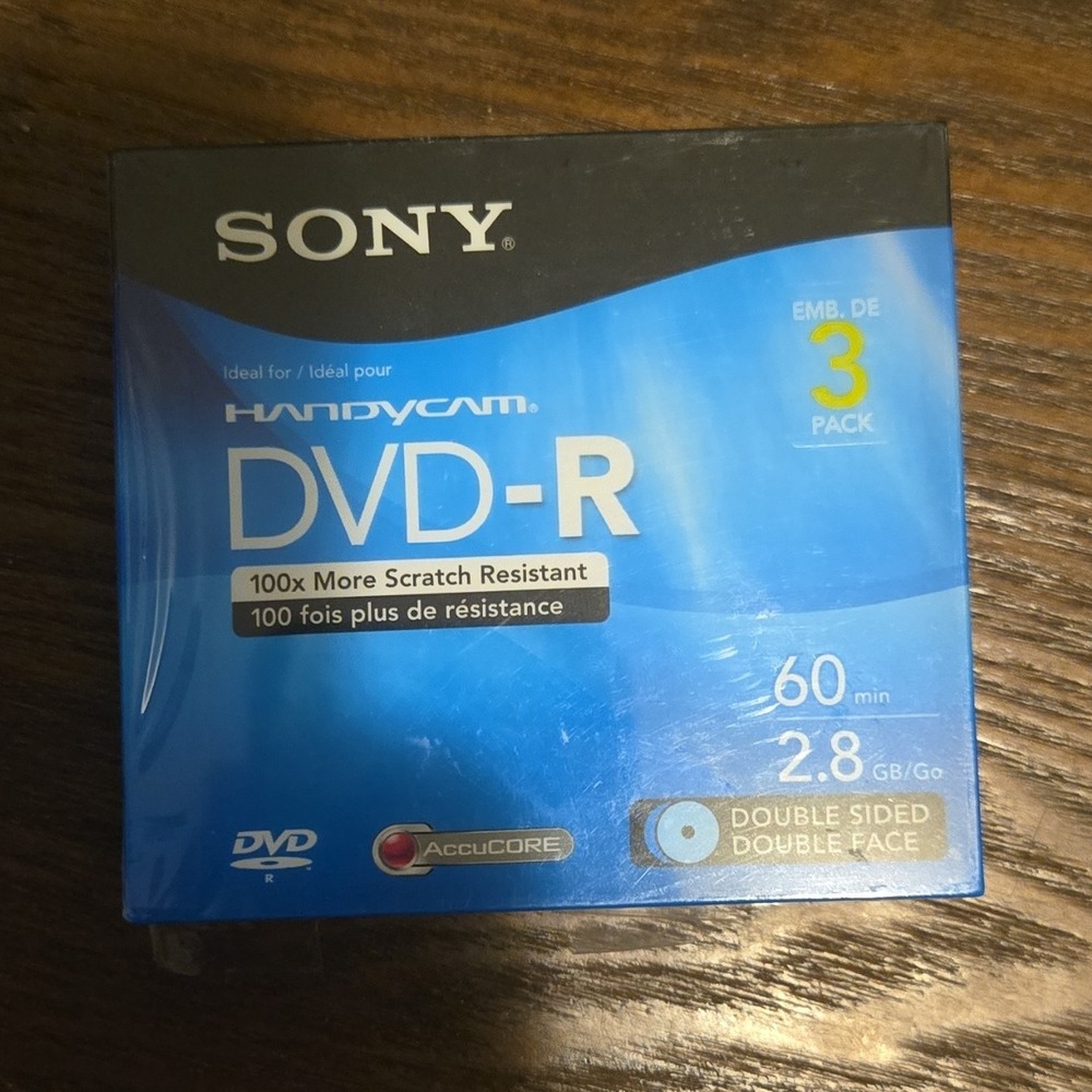Sony Handycam DVD-R Double Sided Recordable 60min 2.8GB 4x 3 Pack 3DPR60